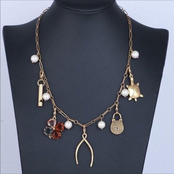 NWOT Tory Burch Clover Bass Christmas Necklace - Picture 2 of 8